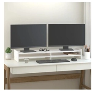 Comparateur de prix : vidaXL Support de moniteur Blanc 100x27x15 cm Bois de pin solide