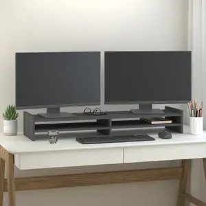 Comparateur de prix : vidaXL Support de moniteur Gris 100x27x15 cm Bois de pin solide