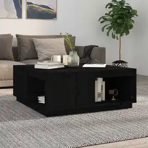 vidaXL Table basse Noir 100x101x40,5 cm Bois massif de pin pas cher