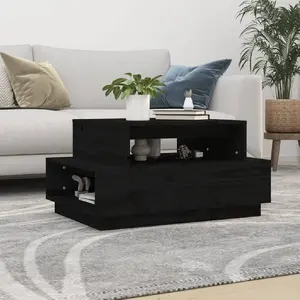 vidaXL Table basse Noir 80x55x40,5 cm Bois massif de pin pas cher