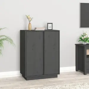 vidaXL Buffet Gris 60x35x80 cm Bois massif de pin pas cher