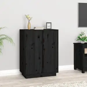 Comparateur de prix : vidaXL Buffet Noir 60x35x80 cm Bois massif de pin