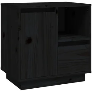vidaXL Table de chevet Noir 50x34x50 cm Bois de pin massif pas cher