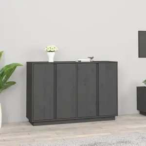vidaXL Buffet Gris 120x35x80 cm Bois massif de pin pas cher
