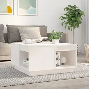 Comparateur de prix : vidaXL Table basse Blanc 60x61x32,5 cm Bois massif de pin