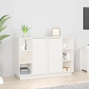 vidaXL Buffet Blanc 120x35x80 cm Bois massif de pin pas cher