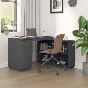 Comparateur de prix : vidaXL Bureau Gris 110x50x75 cm Bois massif de pin