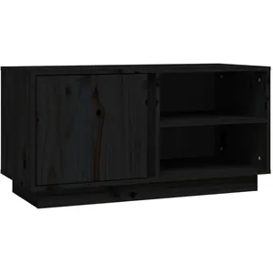 vidaXL Meuble TV Noir 80x35x40,5 cm Bois de pin massif pas cher