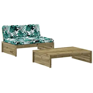 vidaXL Salon de jardin 2 pcs avec coussins bois de pin imprégné pas cher