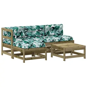 vidaXL Salon de jardin 5 pcs avec coussins bois de pin imprégné pas cher