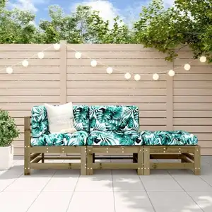 vidaXL Salon de jardin 3 pcs avec coussins bois de pin imprégné pas cher