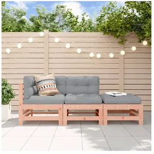 vidaXL Salon de jardin 3 pcs avec coussins bois massif douglas pas cher