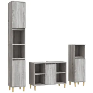 Comparateur de prix : vidaXL Ensemble de meubles de salle de bain 3 pcs Sonoma gris