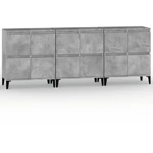 vidaXL Buffets 3 pcs gris béton 60x35x70 cm bois d'ingénierie