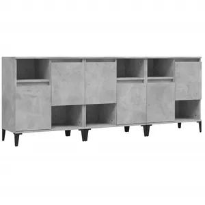 Comparateur de prix : vidaXL Buffets 3 pcs gris béton 60x35x70 cm bois d'ingénierie