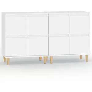 vidaXL Buffets 2 pcs blanc 60x35x70 cm bois d'ingénierie pas cher