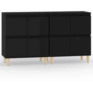 vidaXL Buffets 2 pcs noir 60x35x70 cm bois d'ingénierie