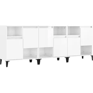 vidaXL Buffets 3 pcs blanc brillant 60x35x70 cm bois d'ingénierie pas cher