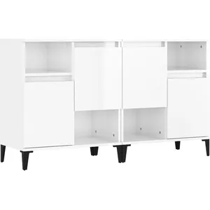 vidaXL Buffets 2 pcs blanc brillant 60x35x70 cm bois d'ingénierie pas cher
