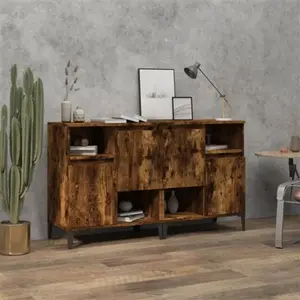 vidaXL Buffets 2 pcs chêne fumé 60x35x70 cm bois d'ingénierie pas cher