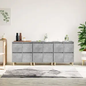Comparateur de prix : vidaXL Buffets 3 pcs gris béton 60x35x70 cm bois d'ingénierie