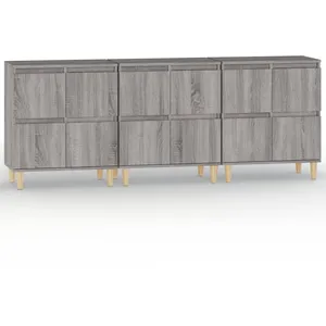 vidaXL Buffets 3 pcs sonoma gris 60x35x70 cm bois d'ingénierie pas cher