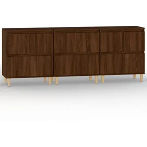 vidaXL Buffets 3 pcs chêne marron 60x35x70 cm bois d'ingénierie pas cher