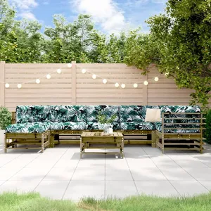 vidaXL Salon de jardin 8 pcs avec coussins bois de pin imprégné pas cher