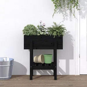 Comparateur de prix : vidaXL Jardinière noir 62x30x69 cm bois massif de pin
