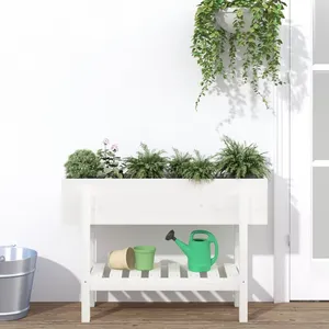 vidaXL Lit surélevé de jardin blanc 101x30x69 cm bois de pin massif pas cher
