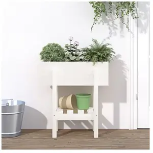 Comparateur de prix : vidaXL Jardinière blanc 62x30x69 cm bois massif de pin