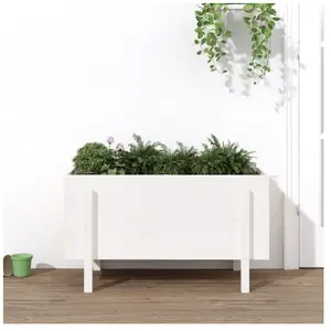 vidaXL Lit surélevé de jardin blanc 101x50x57 cm bois de pin massif pas cher