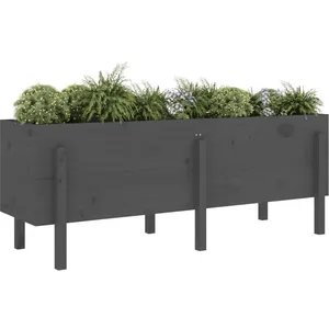 vidaXL Lit surélevé de jardin gris 160x50x57 cm bois de pin massif pas cher