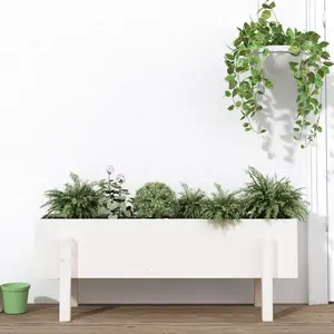 Comparateur de prix : vidaXL Lit surélevé de jardin blanc 101x30x38 cm bois de pin massif