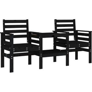 vidaXL Banc de jardin avec table 2 places noir bois massif de pin pas cher