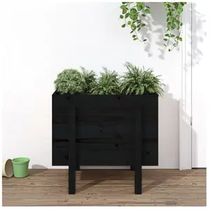 Comparateur de prix : vidaXL Jardinière noir 62x50x57 cm bois massif de pin