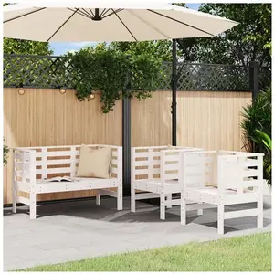 Comparateur de prix : vidaXL Salon de jardin 3 pcs blanc bois massif de pin