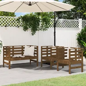 Comparateur de prix : vidaXL Salon de jardin 3 pcs marron miel bois de pin massif