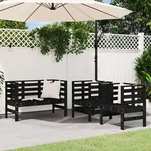 Comparateur de prix : vidaXL Salon de jardin 3 pcs noir bois massif de pin