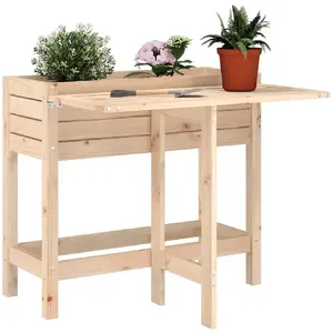 vidaXL Jardinière avec dessus de table pliable bois de pin massif pas cher