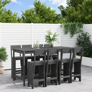 vidaXL Ensemble de bar de jardin 9 pcs gris bois de pin massif pas cher
