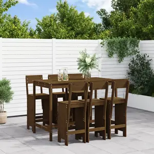 vidaXL Ensemble de bar de jardin 7 pcs marron miel bois de pin massif pas cher