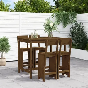 vidaXL Ensemble de bar de jardin 5 pcs marron miel bois de pin massif pas cher