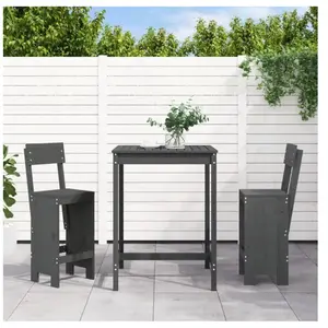 vidaXL Ensemble de bar de jardin 3 pcs gris bois de pin massif pas cher