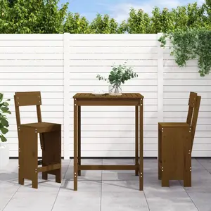 vidaXL Ensemble de bar de jardin 3 pcs marron miel bois pin massif pas cher