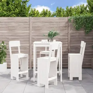 vidaXL Ensemble de bar de jardin 5 pcs blanc bois massif de pin pas cher