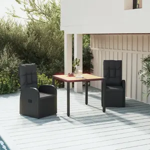 vidaXL Ensemble à manger de jardin avec coussins 3 pcs Noir pas cher