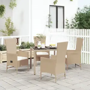 vidaXL Ensemble à manger de jardin avec coussins 5pcs Beige poly rotin pas cher