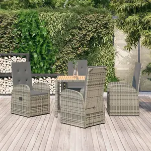 vidaXL Ensemble à manger de jardin 5 pcs coussins gris résine tressée pas cher