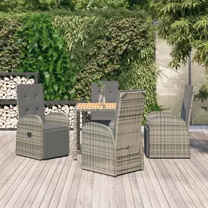 vidaXL Ensemble à manger de jardin 5 pcs coussins gris résine tressée pas cher